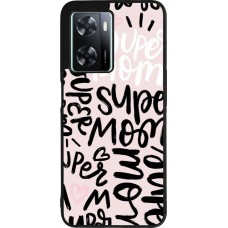 Coque OPPO A57 5G - Silicone rigide noir Mom 2024 Super mom