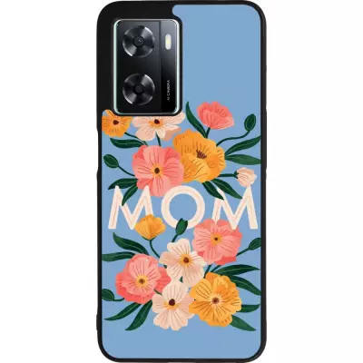 Coque OPPO A57 5G - Silicone rigide noir Mom 2026 Flowers