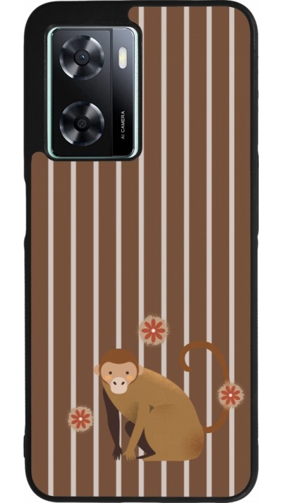 Coque OPPO A57 5G - Silicone rigide noir Monkey with stripes