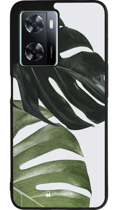 Coque OPPO A57 5G - Silicone rigide noir Monstera Plant