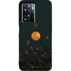 Coque OPPO A57 5G - Silicone rigide noir Moon Flowers