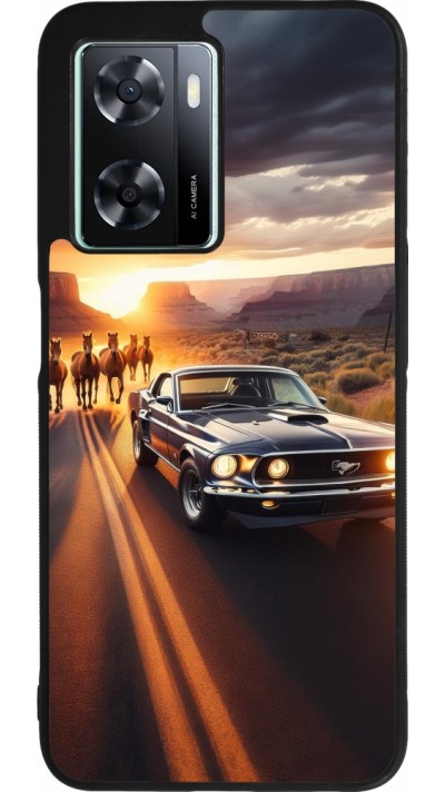 Coque OPPO A57 5G - Silicone rigide noir Mustang 69 Grand Canyon