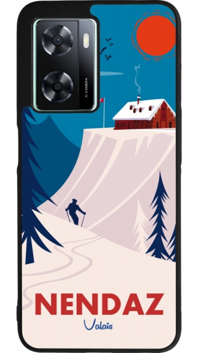 Coque OPPO A57 5G - Silicone rigide noir Nendaz Cabane Ski