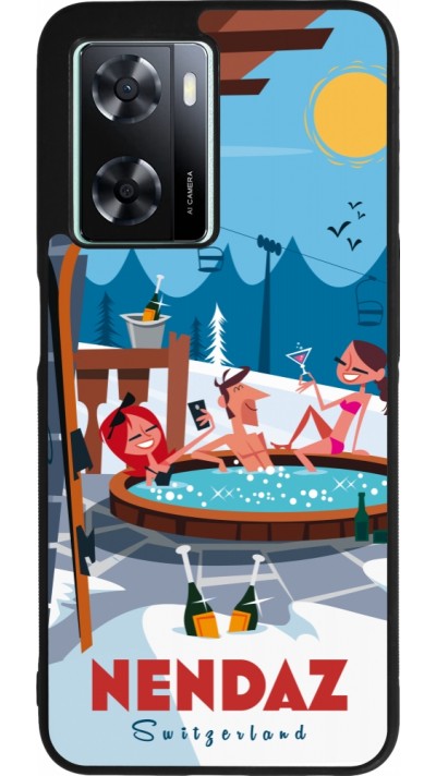 Coque OPPO A57 5G - Silicone rigide noir Nendaz Mountain Jacuzzi