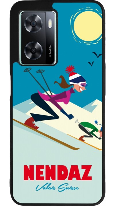 Coque OPPO A57 5G - Silicone rigide noir Nendaz Ski Downhill
