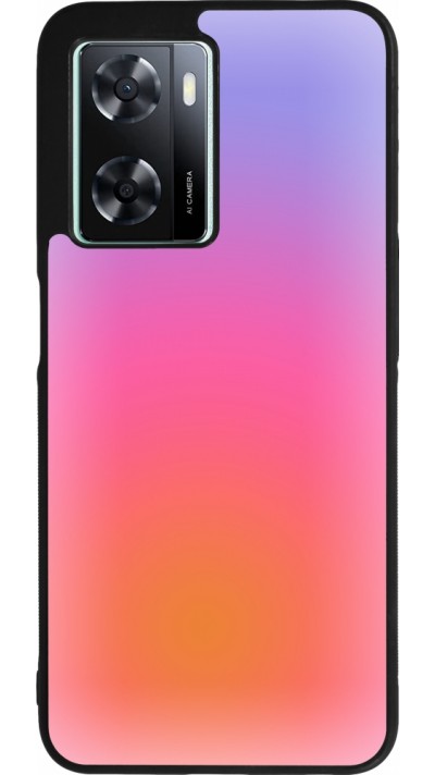 Coque OPPO A57 5G - Silicone rigide noir Orange Pink Blue Gradient
