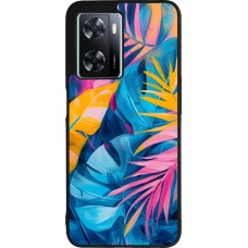 Coque OPPO A57 5G - Silicone rigide noir Palms Blue
