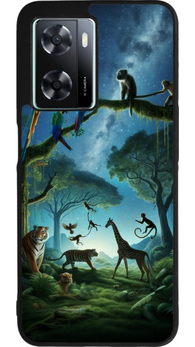 Coque OPPO A57 5G - Silicone rigide noir Paradis des animaux exotiques