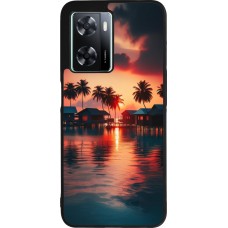 Coque OPPO A57 5G - Silicone rigide noir Paradis Maldives