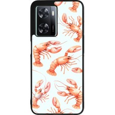 OPPO A57 5G Case Hülle - Silikon schwarz Muster von pastellfarbenen Hummern