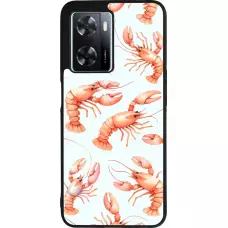 Coque OPPO A57 5G - Silicone rigide noir Pattern de homards pastels