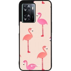 Coque OPPO A57 5G - Silicone rigide noir Pink Flamingos Pattern