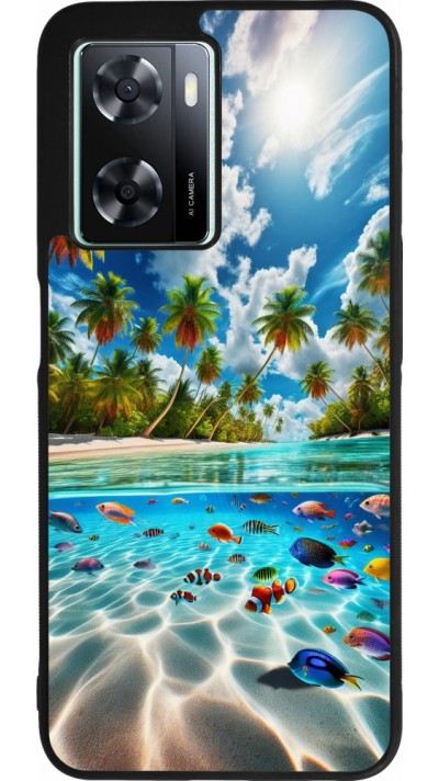 Coque OPPO A57 5G - Silicone rigide noir Plage Paradis