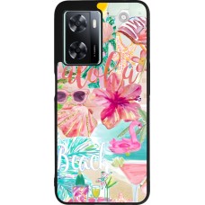 Coque OPPO A57 5G - Silicone rigide noir Preppy Collage Aloha