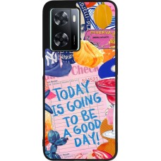 Coque OPPO A57 5G - Silicone rigide noir Preppy Today is Going to be a good day