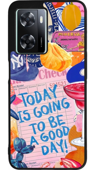 Coque OPPO A57 5G - Silicone rigide noir Preppy Today is Going to be a good day