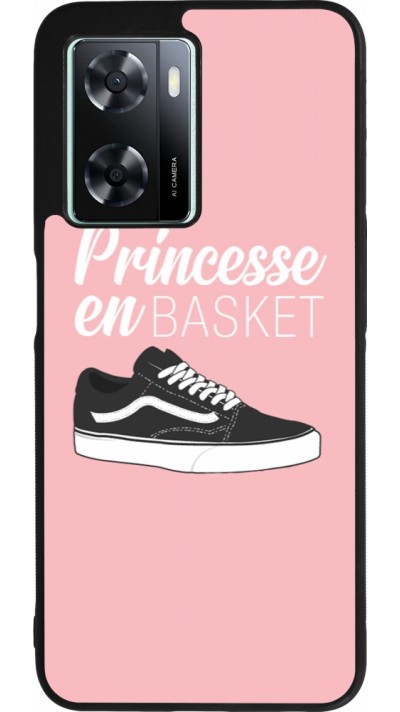 Coque OPPO A57 5G - Silicone rigide noir princesse en basket