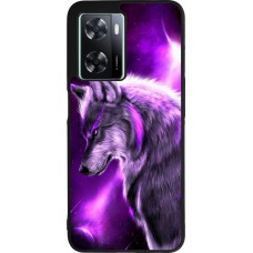 Coque OPPO A57 5G - Silicone rigide noir Purple Sky Wolf