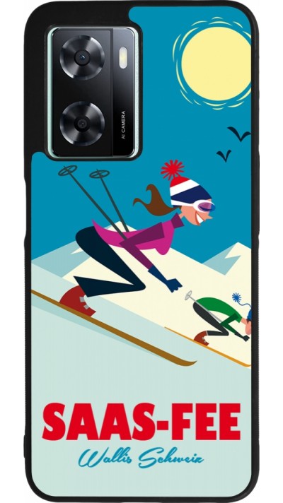Coque OPPO A57 5G - Silicone rigide noir Saas-Fee Ski Downhill
