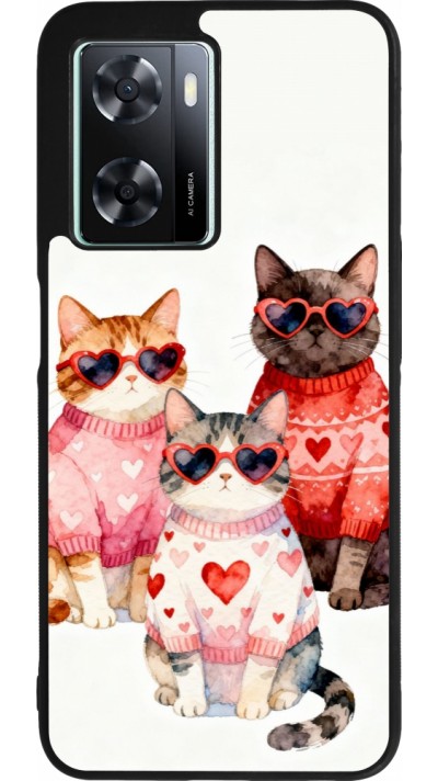 Coque OPPO A57 5G - Silicone rigide noir Saint Valentines Day 26 Cat Love