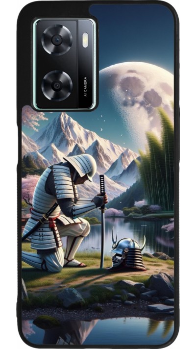 Coque OPPO A57 5G - Silicone rigide noir Samurai Katana Lune
