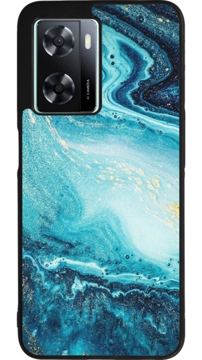 Coque OPPO A57 5G - Silicone rigide noir Sea Foam Blue
