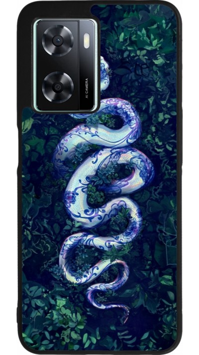 Coque OPPO A57 5G - Silicone rigide noir Serpent Blue Anaconda