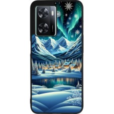 Coque OPPO A57 5G - Silicone rigide noir Snowy Mountain Village Lake night