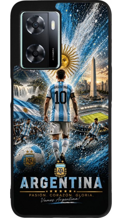 OPPO A57 5G Case Hülle - Silikon schwarz Fussball Argentinien splash 2026
