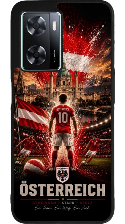 OPPO A57 5G Case Hülle - Silikon schwarz Fussball Österreich splash 2026