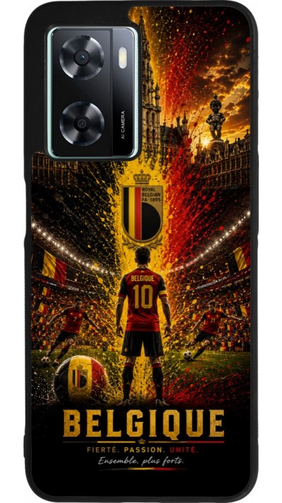 OPPO A57 5G Case Hülle - Silikon schwarz Fussball Belgien splash 2026