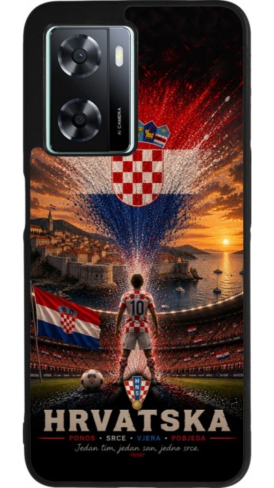 OPPO A57 5G Case Hülle - Silikon schwarz Fussball Kroatien splash 2026