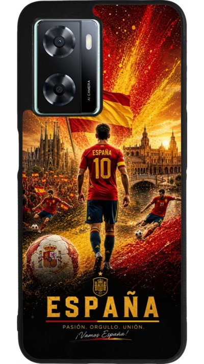 OPPO A57 5G Case Hülle - Silikon schwarz Fussball Espanien splash 2026