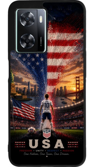 OPPO A57 5G Case Hülle - Silikon schwarz Fussball Vereinigten Staaten splash 2026