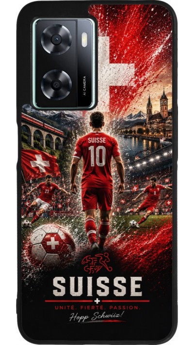 OPPO A57 5G Case Hülle - Silikon schwarz Fussball Suisse splash 2026