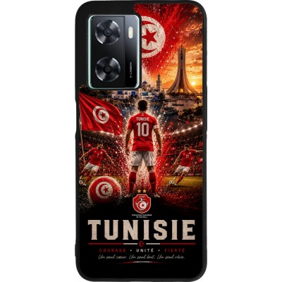 OPPO A57 5G Case Hülle - Silikon schwarz Fussball Tunesien splash 2026