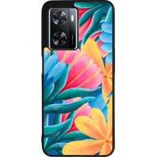 OPPO A57 5G Case Hülle - Silikon schwarz Spring 23 colorful flowers