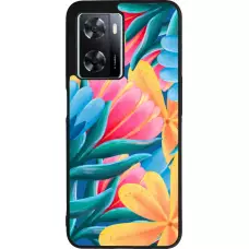 Coque OPPO A57 5G - Silicone rigide noir Spring 23 colorful flowers