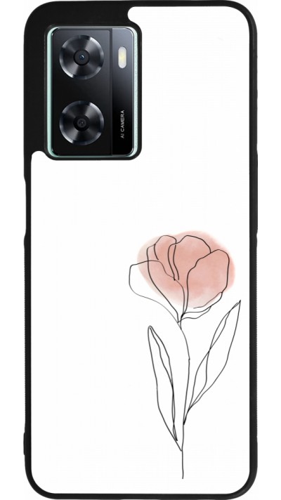 Coque OPPO A57 5G - Silicone rigide noir Spring 23 minimalist flower