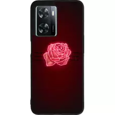 Coque OPPO A57 5G - Silicone rigide noir Spring 23 neon rose