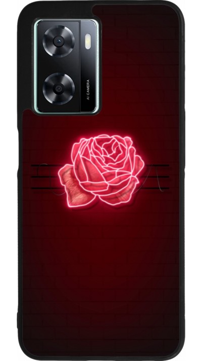 Coque OPPO A57 5G - Silicone rigide noir Spring 23 neon rose