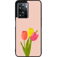 Coque OPPO A57 5G - Silicone rigide noir Spring 23 tulip trio