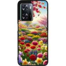 Coque OPPO A57 5G - Silicone rigide noir Spring 25 Bouquet printemps