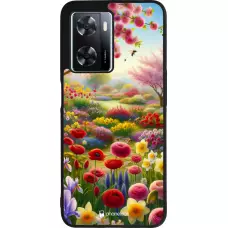 Coque OPPO A57 5G - Silicone rigide noir Spring 25 Bouquet printemps