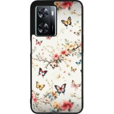 Coque OPPO A57 5G - Silicone rigide noir Spring 25 Papillons Légers