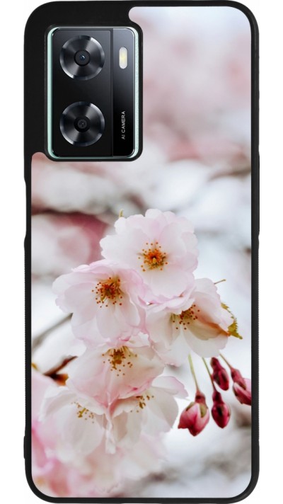 OPPO A57 5G Case Hülle - Silikon schwarz Cherry tree Spring 2026