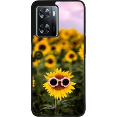 OPPO A57 5G Case Hülle - Silikon schwarz Sunflower with glasses Spring 2026