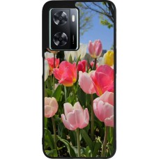 OPPO A57 5G Case Hülle - Silikon schwarz Tulips Spring 2026