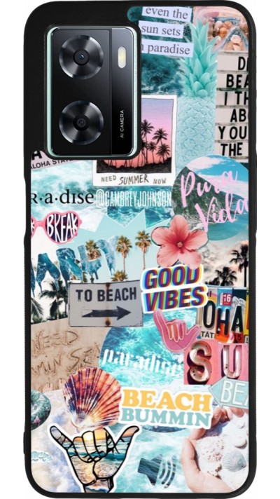 Coque OPPO A57 5G - Silicone rigide noir Summer 20 collage