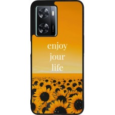 Coque OPPO A57 5G - Silicone rigide noir Summer 2025 Enjoy your life